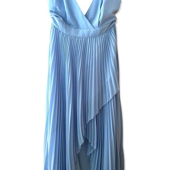 Michael Costello X Revolve Ale Gown light blue pleated maxi wedding sz S $258 - Picture 7 of 14